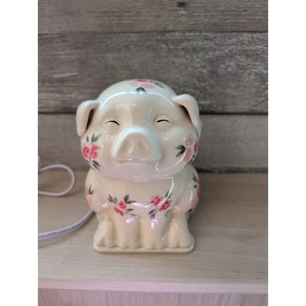 Flying Pig Night Light Fragrance Wax Warmer Floral Ceramic - Intertek